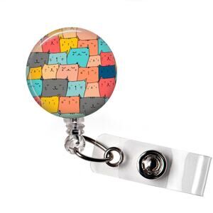 Cats And Lots Of Cats Badge Reel Cat Lover Retractable ID Holder